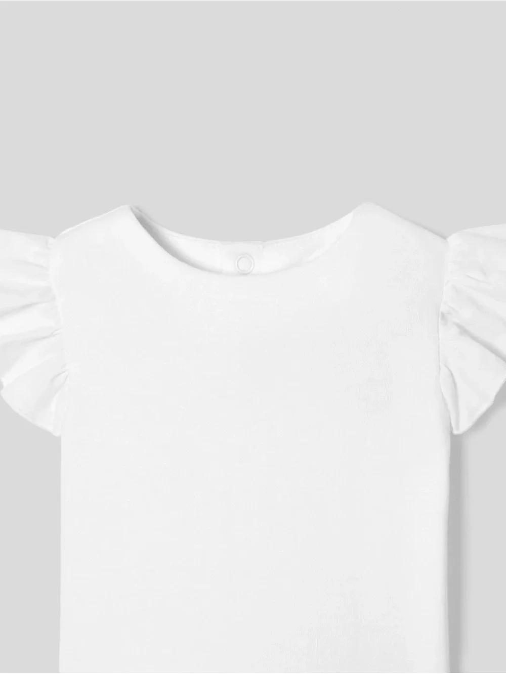 Jacadi Baby Girl Bodysuit with Ruffled Sleeves in Jacadi White